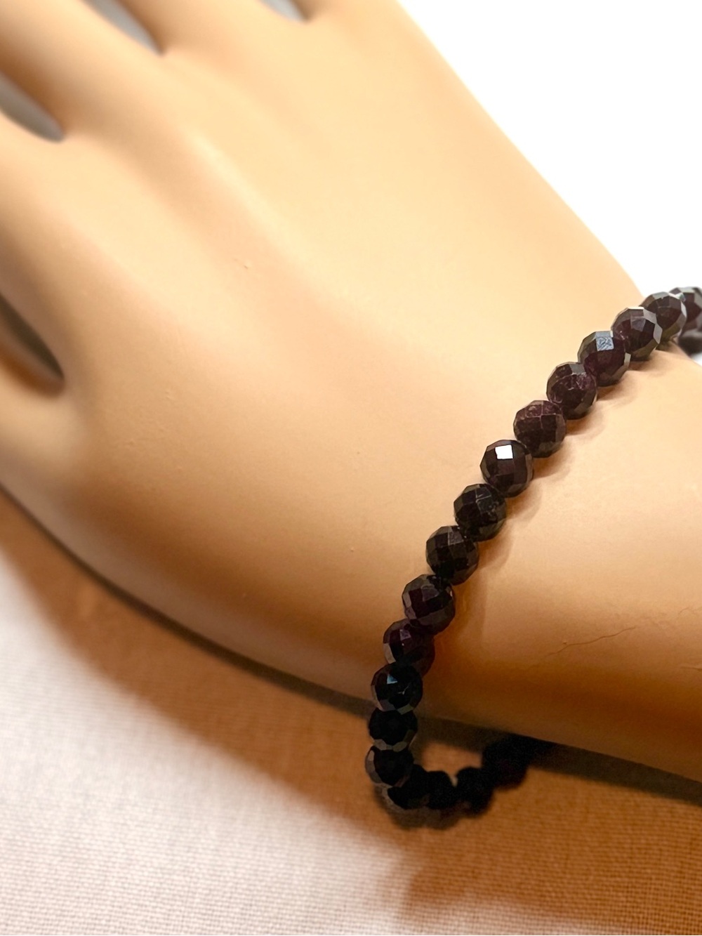 Faceted Garnet Hand Crafted Bracelet - Deep Garnet Red - 8” - Picture 1 of 4